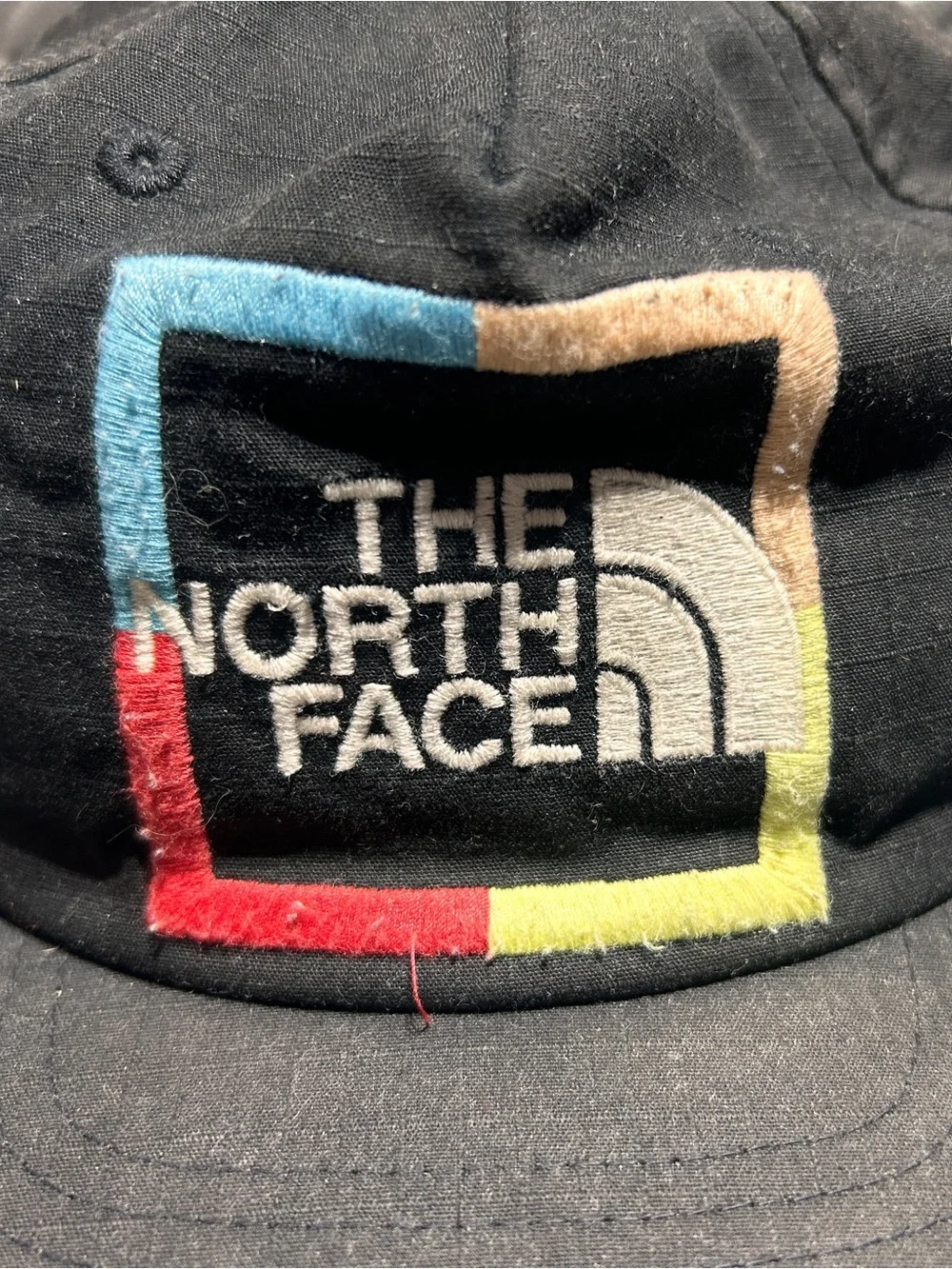 The North Face Black Cap with Multicolor Square Logo